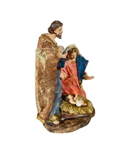 Natività in blocco rifiniture color oro 12 cm 2