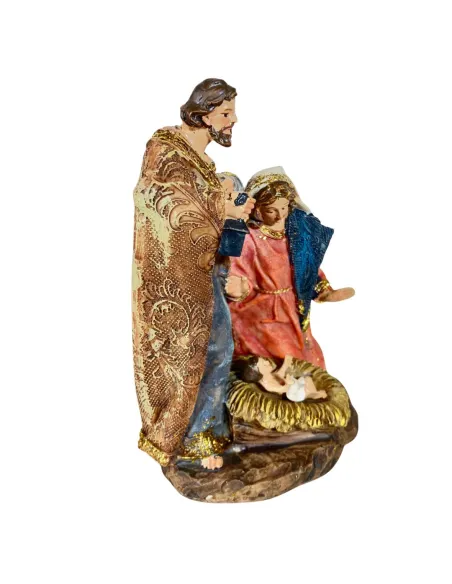 Natività in blocco rifiniture color oro 12 cm