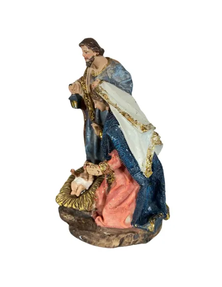 Natività in blocco rifiniture color oro 12 cm