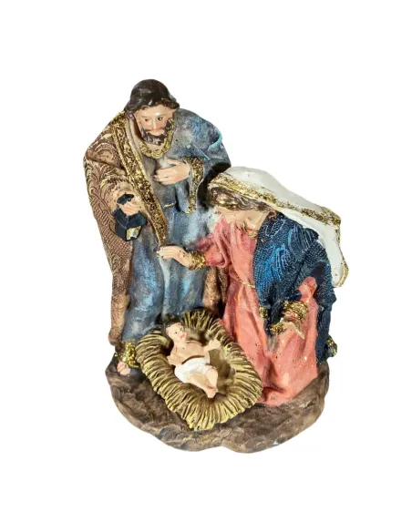 Natività in blocco rifiniture color oro 12 cm