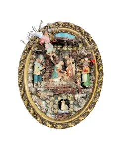 Wall-Hanging Nativity Scene with Oval Frame and 12 cm Figures