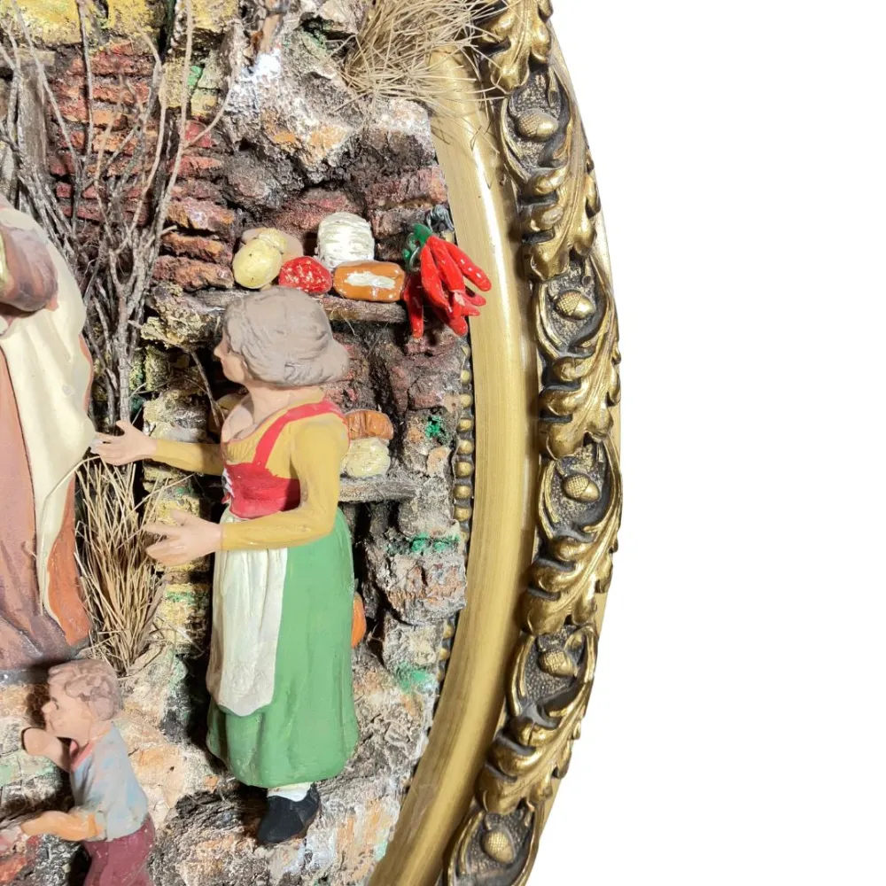 Wall-Hanging Nativity Scene with Oval Frame and 12 cm Figures