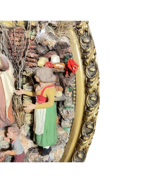 Wall-Hanging Nativity Scene with Oval Frame and 12 cm Figures