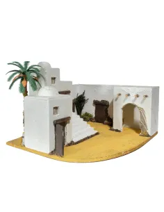 Palestinian Village with Palm Tree and Battery-Operated Lights for 5 cm Nativity Figures 2
