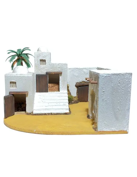 Palestinian Village with Palm Tree and Battery-Operated Lights for 5 cm Nativity Figures