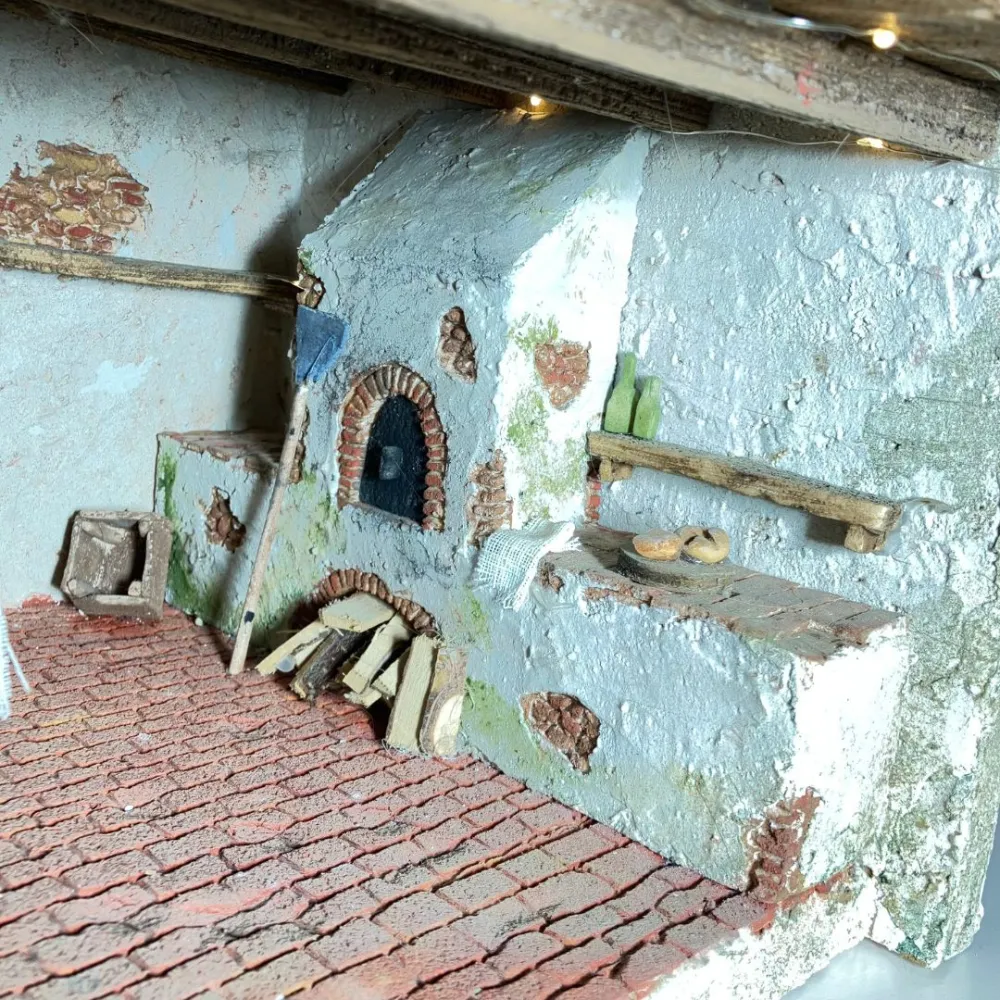 Polystyrene Setting with Oven and Battery-Operated Lights for 8–10 cm Nativity Figures