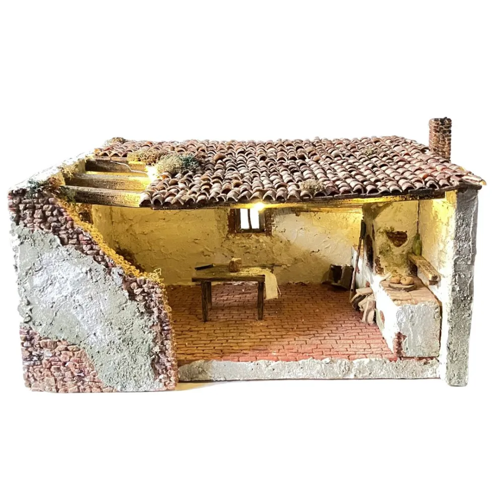 Polystyrene Setting with Oven and Battery-Operated Lights for 8–10 cm Nativity Figures