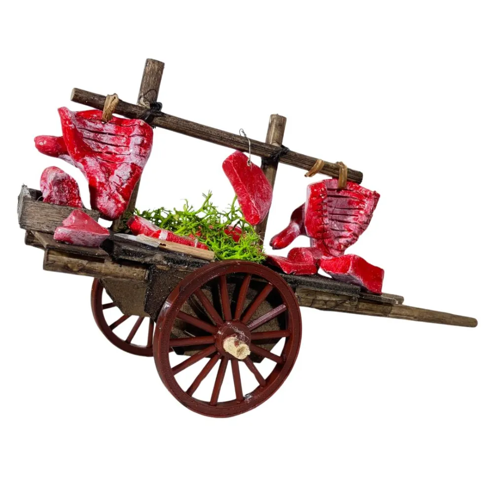 Wooden Cart with Meat for 12 cm Nativity Figures