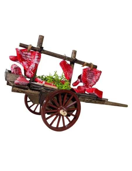 Carretto rustico con tagli di carne per statue da 12 cm