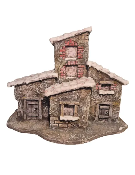 Borgo in polistirene con neve per statue da 3,5-5 cm
