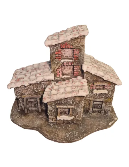 Borgo in polistirene con neve per statue da 3,5-5 cm