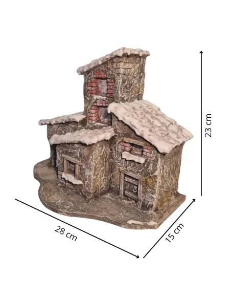 Borgo in polistirene con neve per statue da 3,5-5 cm