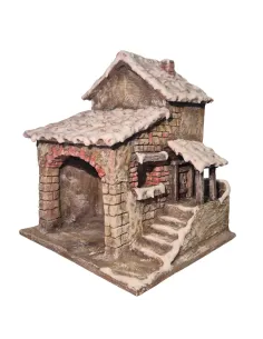 Borgo con bottega in polistirene con neve per statue da 5-8 cm