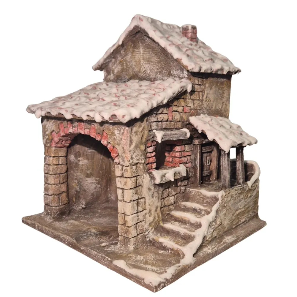 Snow-Covered Polystyrene Village with Workshop for 5–8 cm Nativity Figures