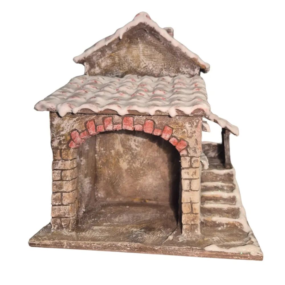 Snow-Covered Polystyrene Village with Workshop for 5–8 cm Nativity Figures