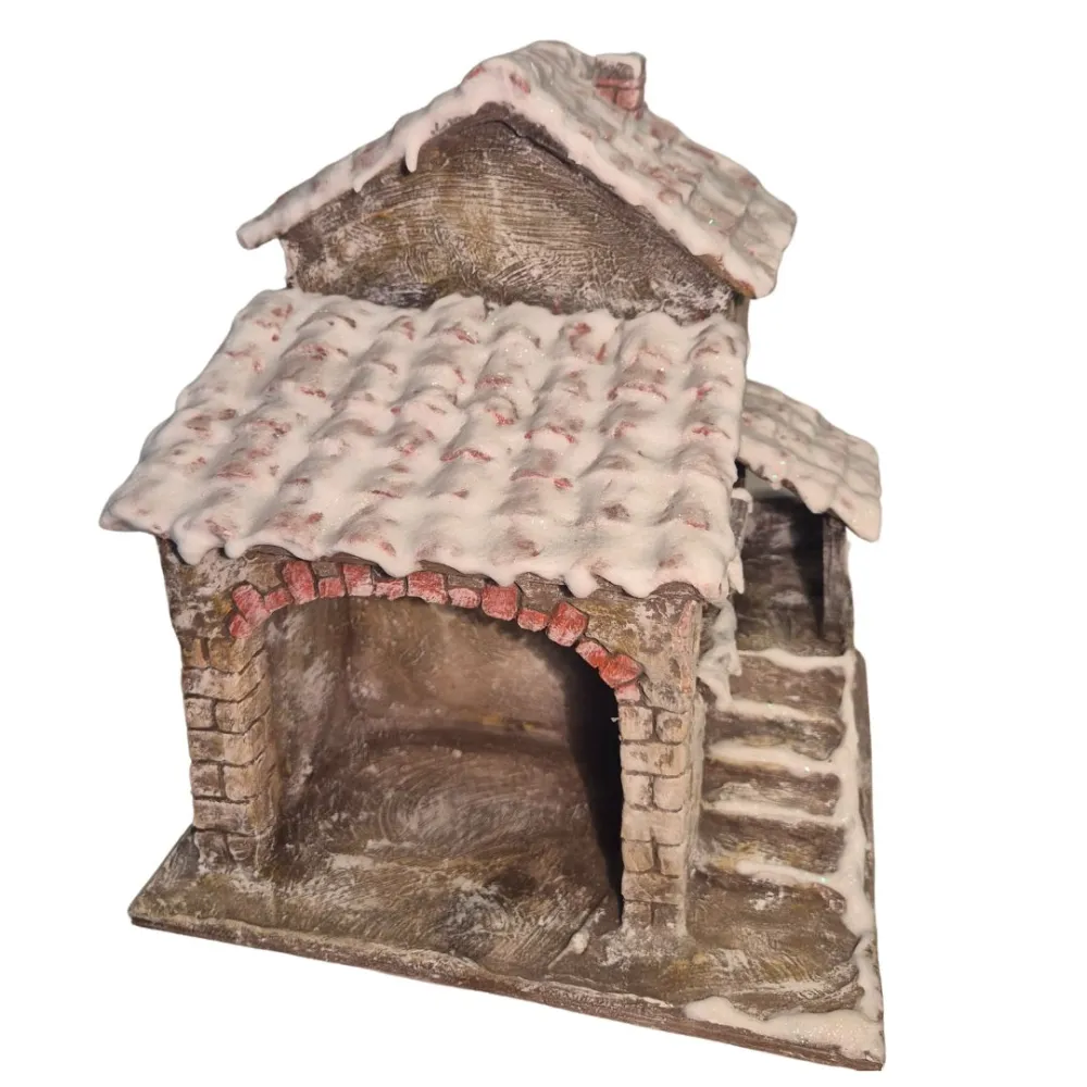 Snow-Covered Polystyrene Village with Workshop for 5–8 cm Nativity Figures