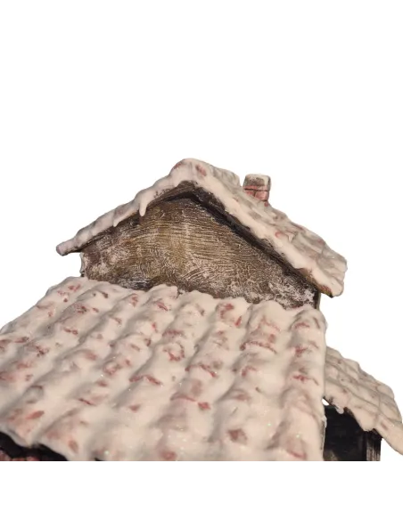 Borgo con bottega in polistirene con neve per statue da 5-8 cm