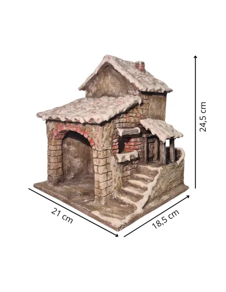 Borgo con bottega in polistirene con neve per statue da 5-8 cm
