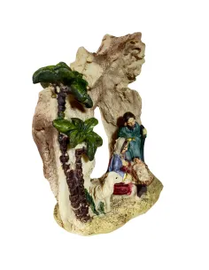 One-Piece Nativity Scene in Grotto with Palm Trees – 5 cm 2