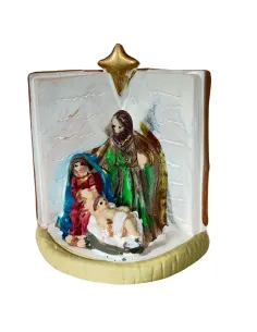 Natività in blocco con ambientazione libro aperto 4 cm