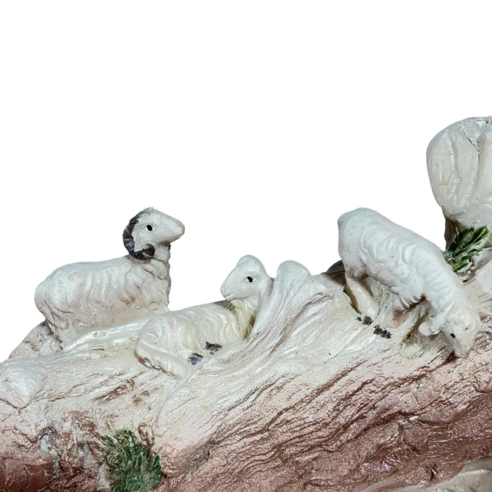 Resin Nativity Scene in Grotto with Sheep – 8 cm