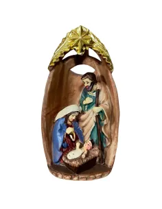 Natività in blocco su capanna 9 cm