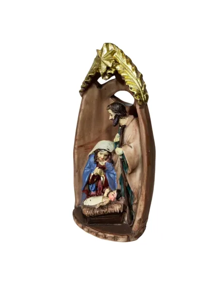 Resin Nativity Scene in Hut – 9 cm