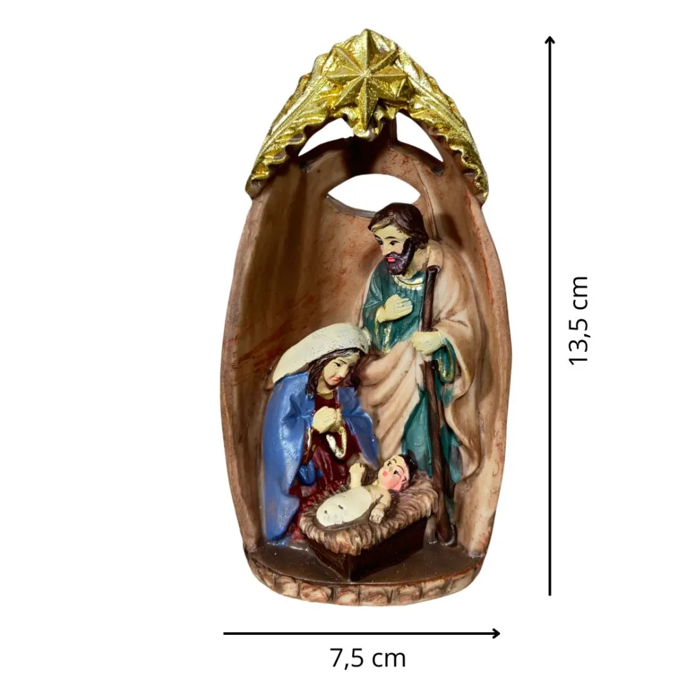 Resin Nativity Scene in Hut – 9 cm