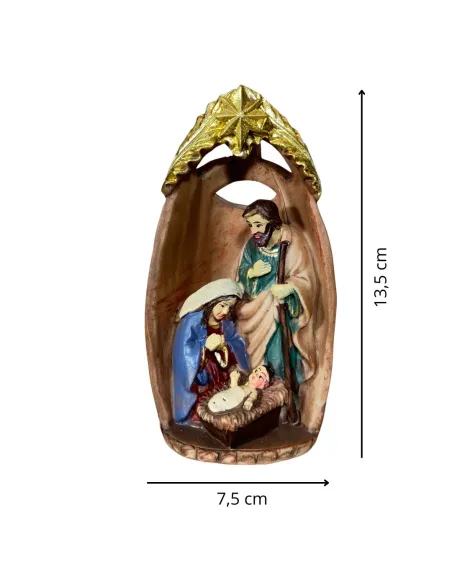 Natività in blocco su capanna 9 cm