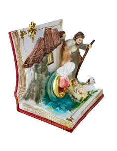 Natività in blocco su libro aperto in resina 10 cm 2