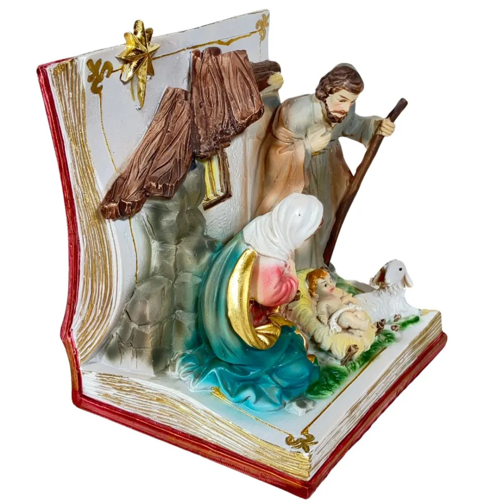 Resin Nativity Scene on Open Book – 10 cm