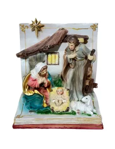 Natività in blocco su libro aperto in resina 10 cm