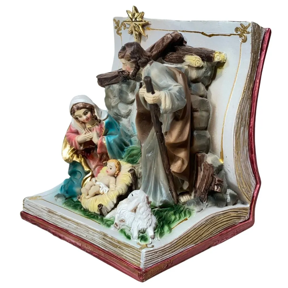 Resin Nativity Scene on Open Book – 10 cm