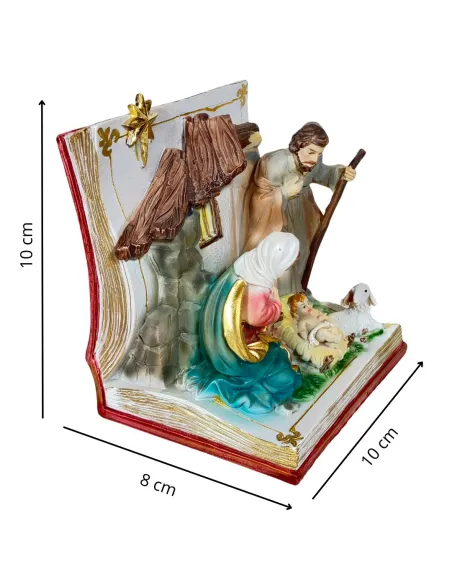Natività in blocco su libro aperto in resina 10 cm