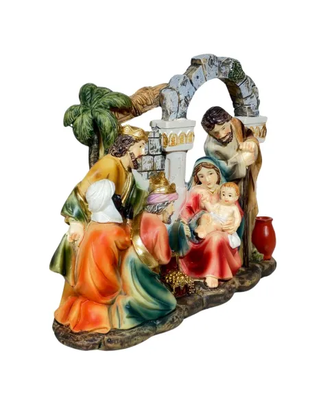 Natività in blocco con ambientazione in resina 12 cm