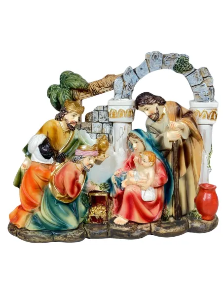Natività in blocco con ambientazione in resina 12 cm