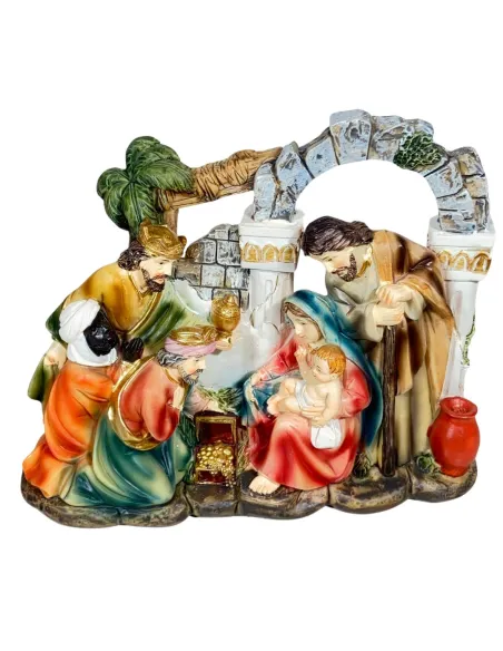 Natività in blocco con ambientazione in resina 12 cm