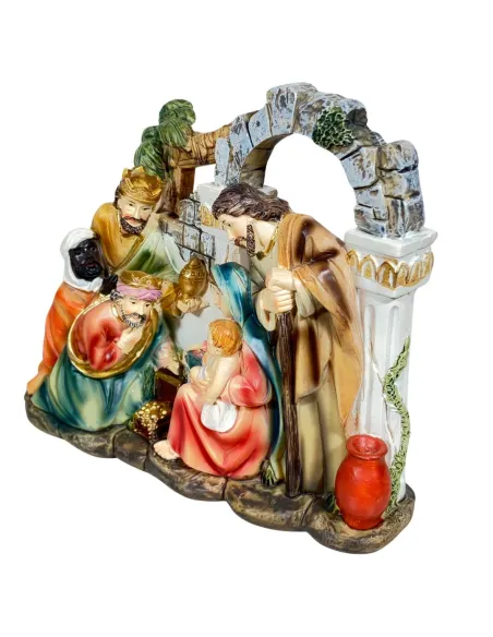 Natività in blocco con ambientazione in resina 12 cm