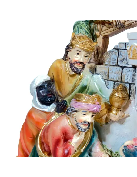 Natività in blocco con ambientazione in resina 12 cm