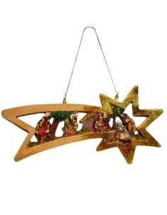 Natività in blocco su stella cometa in resina 5 cm