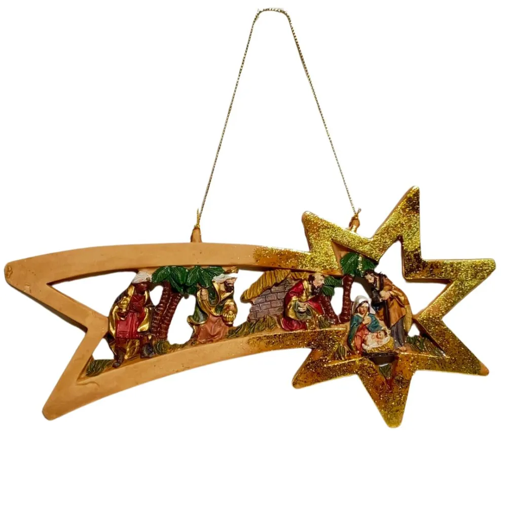 Resin Nativity Scene on Comet Star – 5 cm