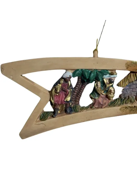 Natività in blocco su stella cometa in resina 5 cm