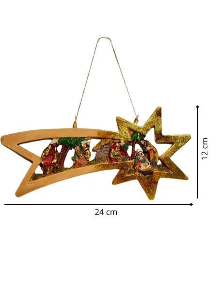 Natività in blocco su stella cometa in resina 5 cm