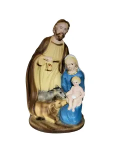 Natività in blocco con asino e bue altezza 23 cm