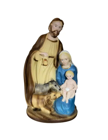 Natività in blocco con asino e bue altezza 23 cm