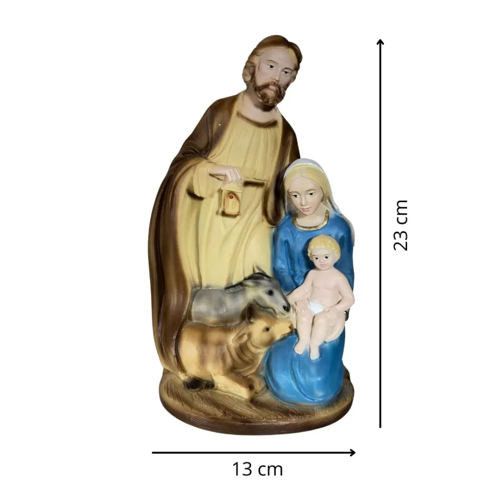One-Piece Nativity Scene with Ox and Donkey – 23 cm
