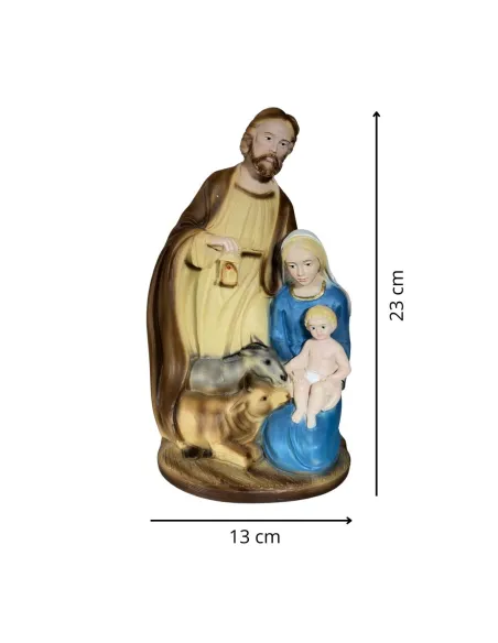 Natività in blocco con asino e bue altezza 23 cm
