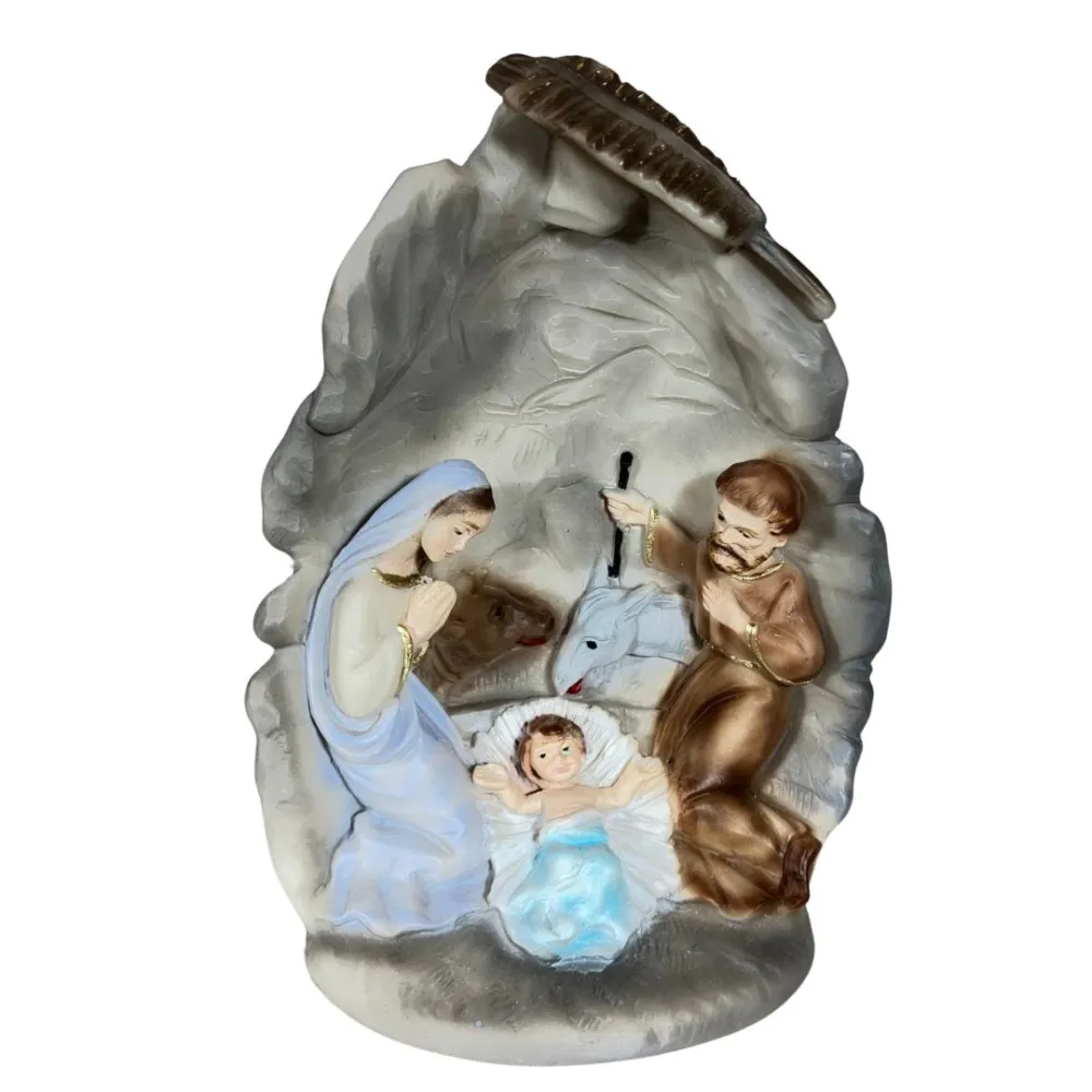One-Piece Nativity Scene in Grotto – 10 cm