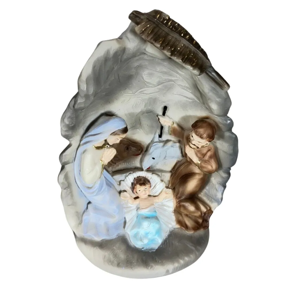One-Piece Nativity Scene in Grotto – 10 cm