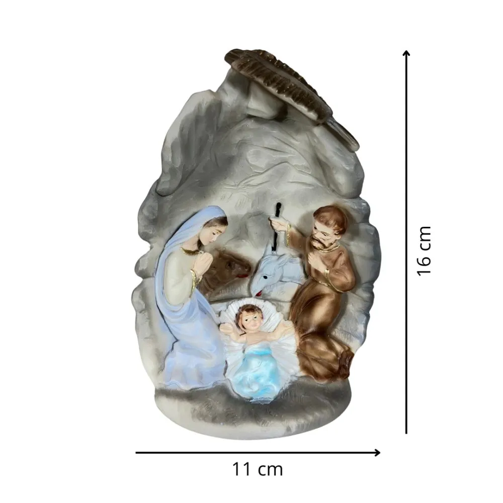 One-Piece Nativity Scene in Grotto – 10 cm